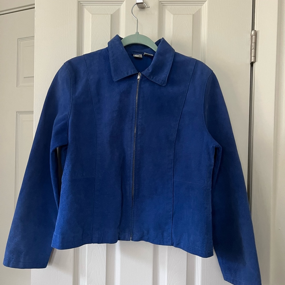 Cobalt leather jacket